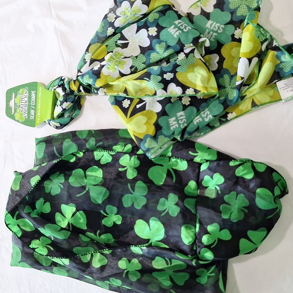 ☘️ Set of 2 Shamrock scarves for St. Patrick's Day. One NWT. Scarf set. - Picture 1 of 11